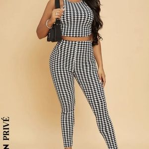 Houndstooth Crop Top & Pants Set
